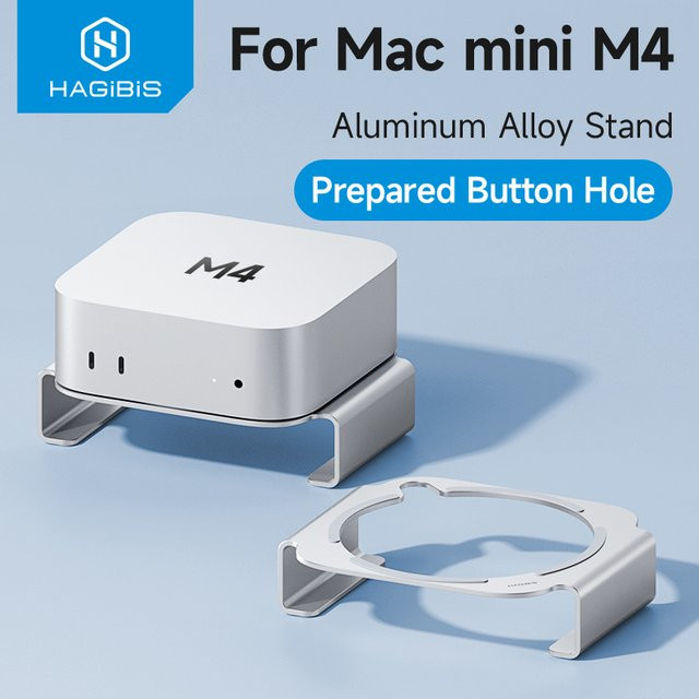 Hagibis Desktop-Ständer für Mac Mini M4/M4 Pro 2024 aus Aluminiumlegierung in Silber zur Wärmeableitung und Kühlung - Bild 1