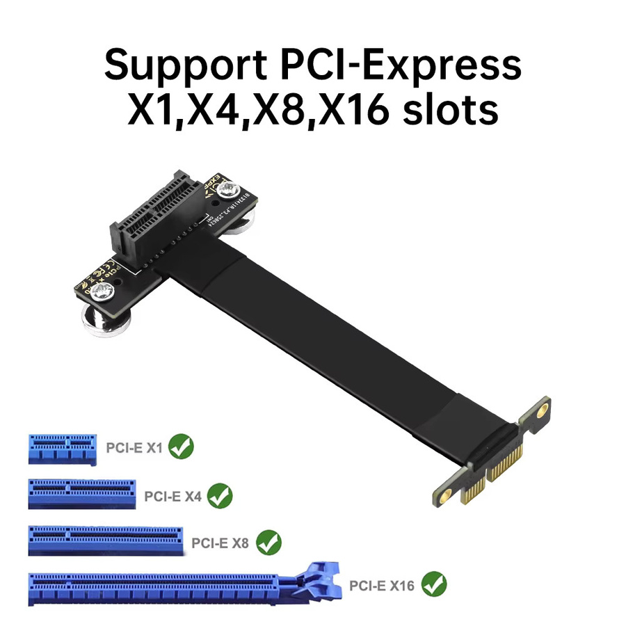 Fenvi PCIe 4.0 x1 Riser-Kabel 90 Grad, rechtwinklig, magnetische PCI Express x1 Verlängerungskabel-Konverter für PCIe-WLAN-Karten, Schwarz, Länge: 10 cm - Bild 3