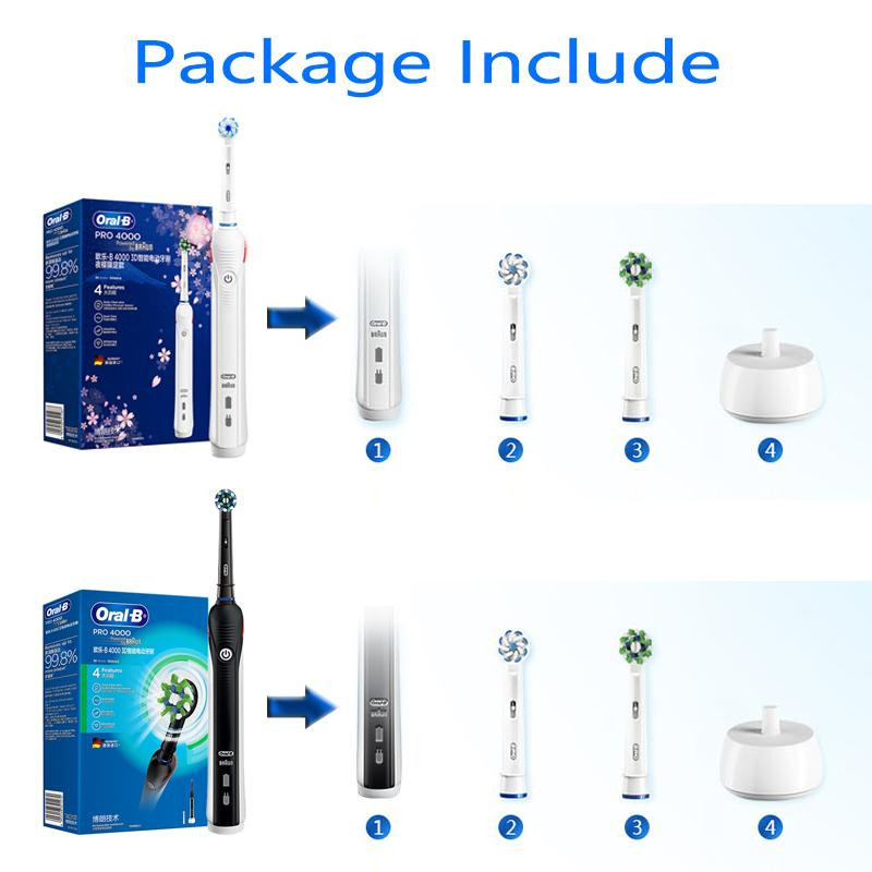 Oral B Ultraschall-Elektrozahnbürste Pro4000 3D Smart mit Zahnaufhellung für Erwachsene in Weiß oder Schwarz - Bild 2