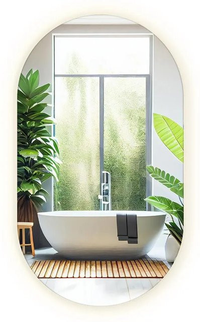 Tulup LED Wandspiegel Oval mit Warmweiß 3000K, Breite: 52 cm, Höhe: 90 cm - Bild 1