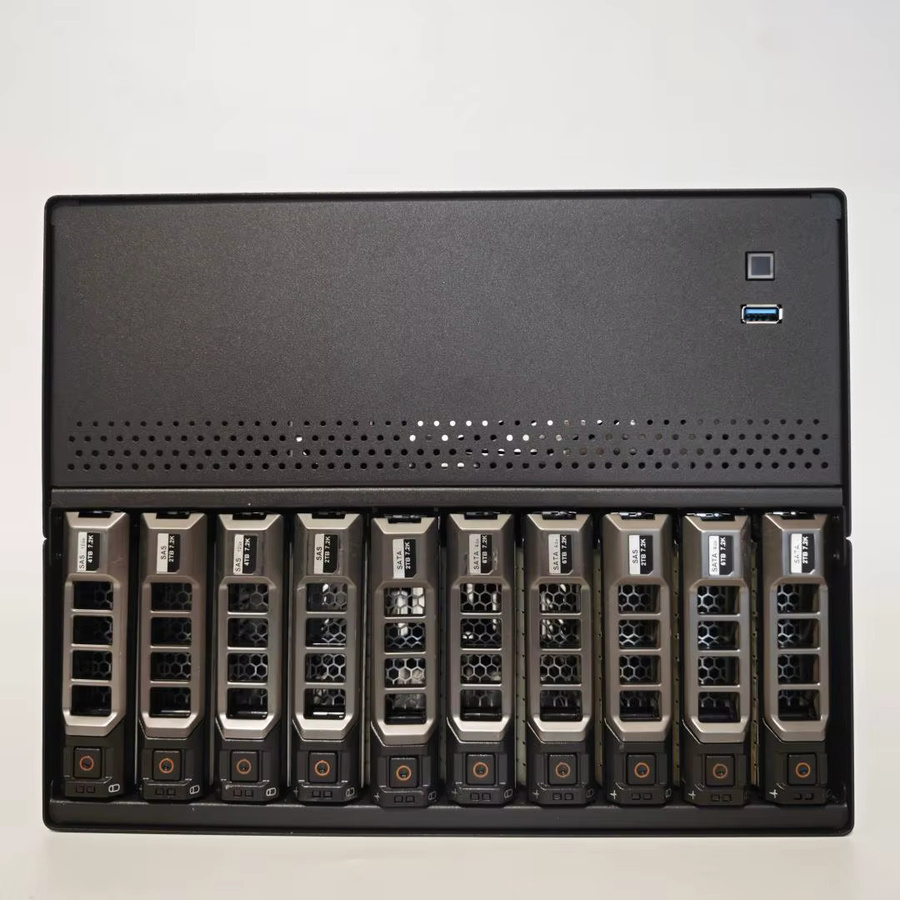 N10 NAS-Chassis in Schwarz mit Platz für 10 plus 2 Laufwerke, Micro-ATX-Mainboard-Unterstützung und Feiniu 1U-Netzteil für 8 Antriebe - Bild 2
