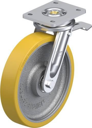 Blickle Lenkrolle LO-GTH 251K-ST mit Feststeller, Farbe Silber, Rad-Durchmesser: 25 cm, Tragfähigkeit: 1200 kg - Bild 1
