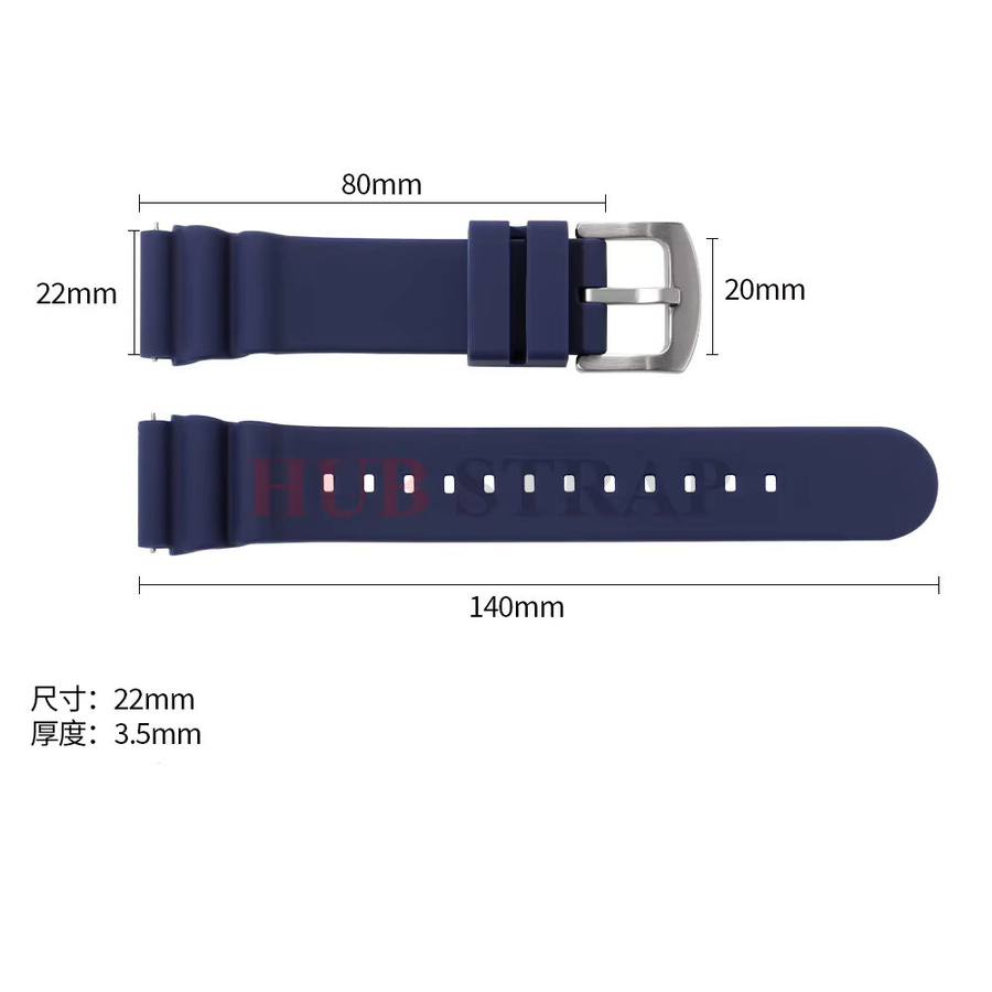 Uhrenarmband Silikon, Quick Release, 20mm 22mm, Schwarz Grün Blau, Unisex - Bild 4