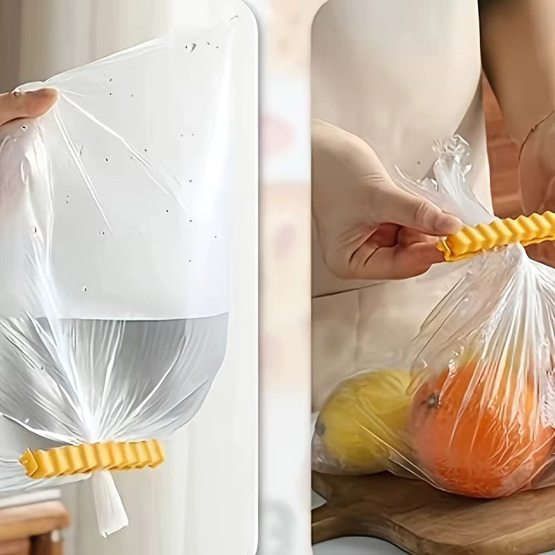 24 Stück Splitterförmige Beutelklammern in Gelb aus Kunststoff zum Versiegeln von Lebensmittelverpackungen und Einkaufstüten - Bild 2