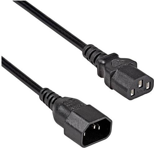 Akyga Strom Anschlusskabel mit Kaltgeräte-Stecker C14 und Kaltgeräte-Buchse C13, Schwarz, 3 m - Bild 1