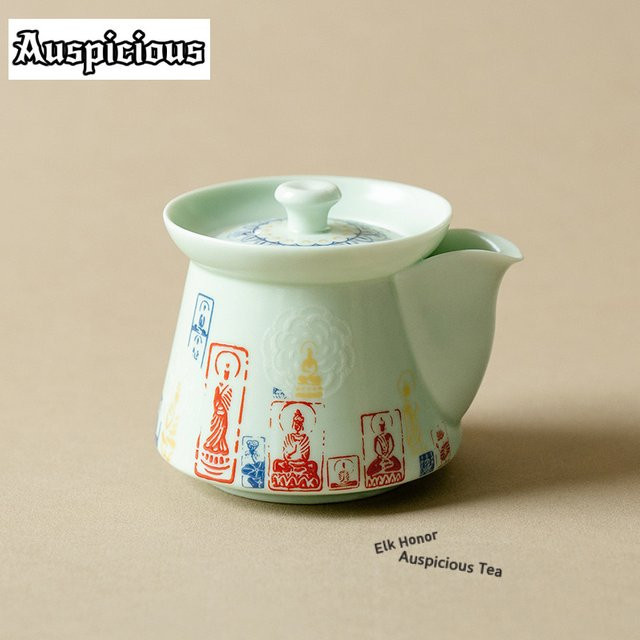 Cangjia Luxus Teekanne aus Keramik mit Tee-Ei und Sieb, Grün, 120 ml - Bild 1