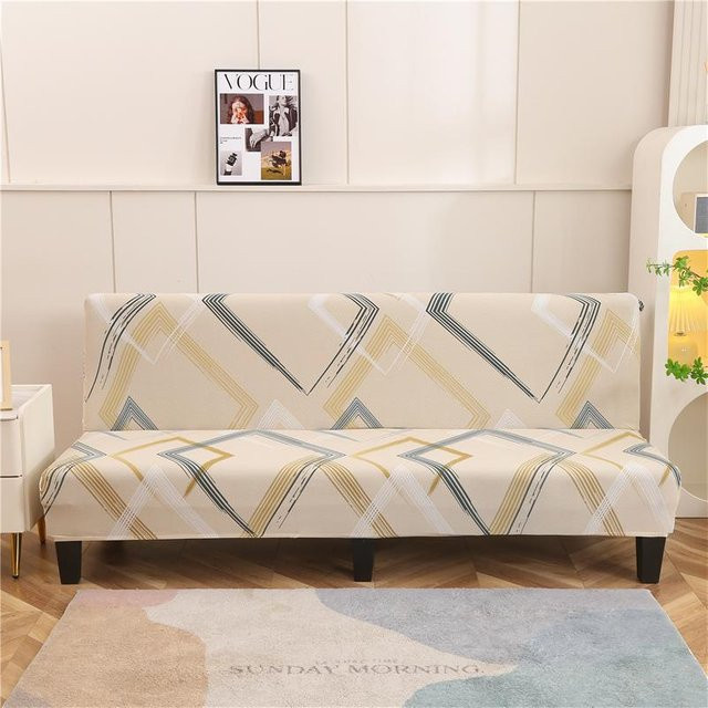 Stretch-Futonbezug von Yiran bag in Beige, elastischer Sofa-Schonbezug ohne Armlehnen für Sofas und Couchbetten, Größe M 160-185 cm - Bild 1
