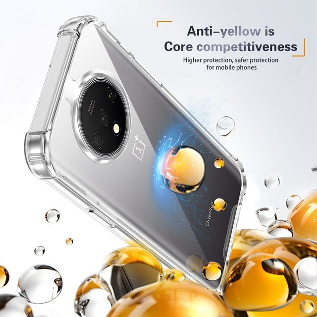 OnePlus 7T Silikon Bumper Handyhülle mit Airbag-Schutz und klarer Rückseite für HD1903, HD1901 und HD1905, Transparent - Bild 1