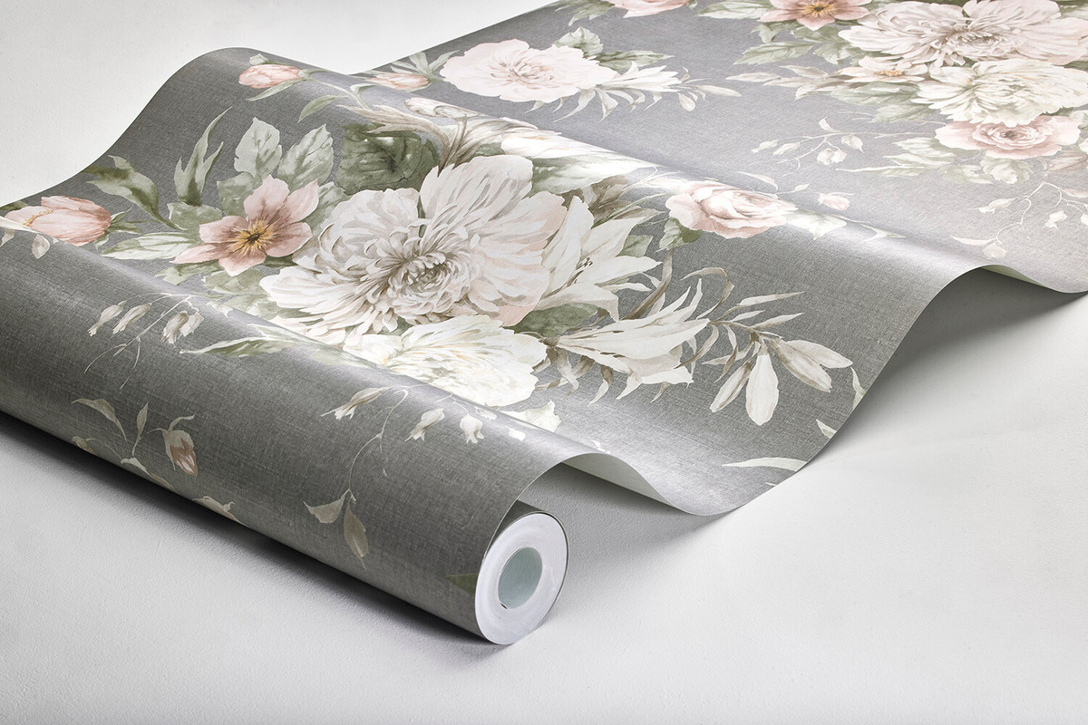 BoråsTapeter Wallpaper Floral Charm 4254 Vlies-Tapete mit botanischem Blumenmuster in Grau und Pink - Bild 2