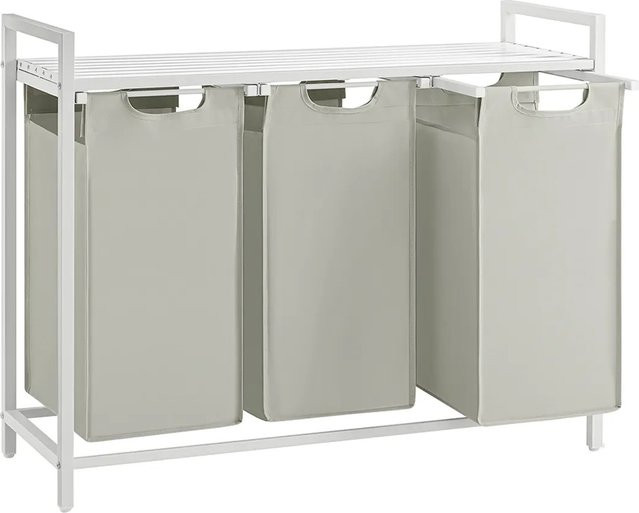Vasagle Wäschesammler mit 3 Fächern und Ablage in Weiß, B/T/H: 92,5 x 33 x 72 cm - Bild 1