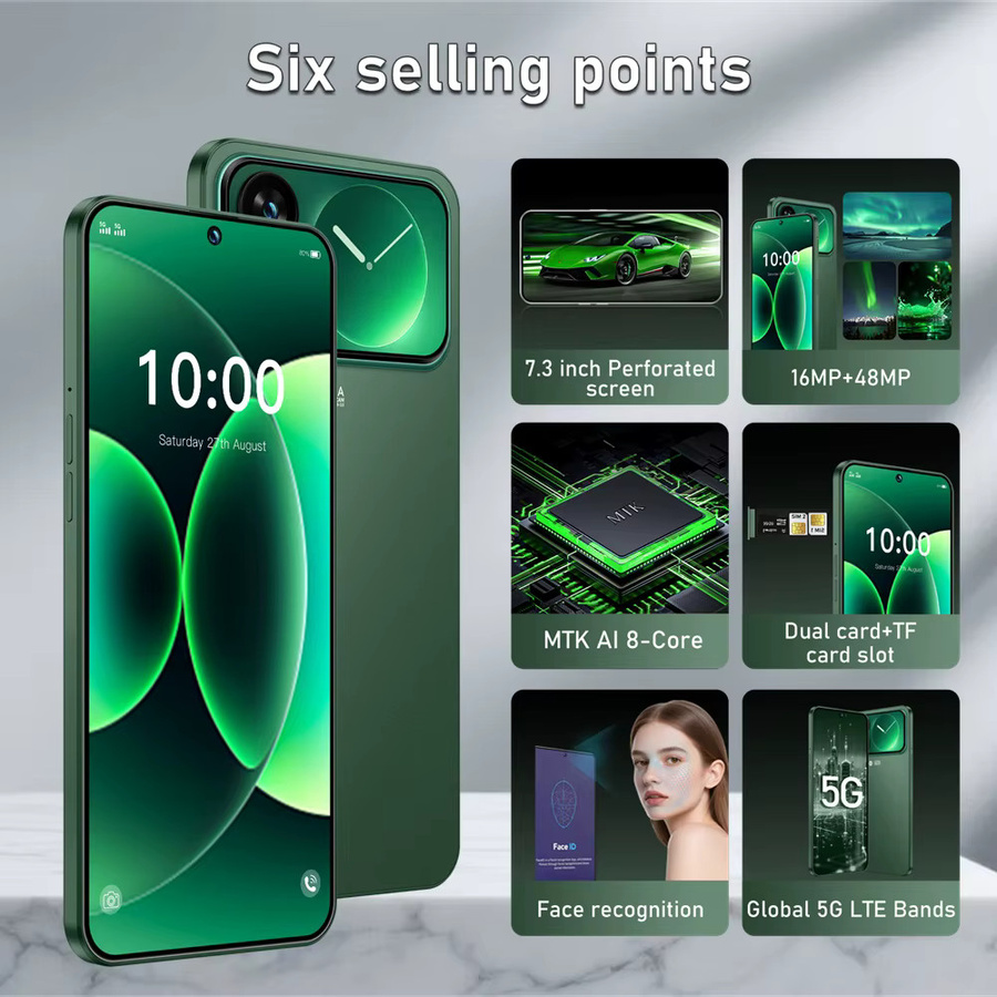 K-Touch X10 Pro Smartphone mit Android 15, 5G, 7,3 Zoll HD Display, 22GB RAM, 2TB Speicher, 7800mAh Akku, Octa Core Prozessor, 48MP Kamera, Dual-SIM, Schwarz - Bild 2