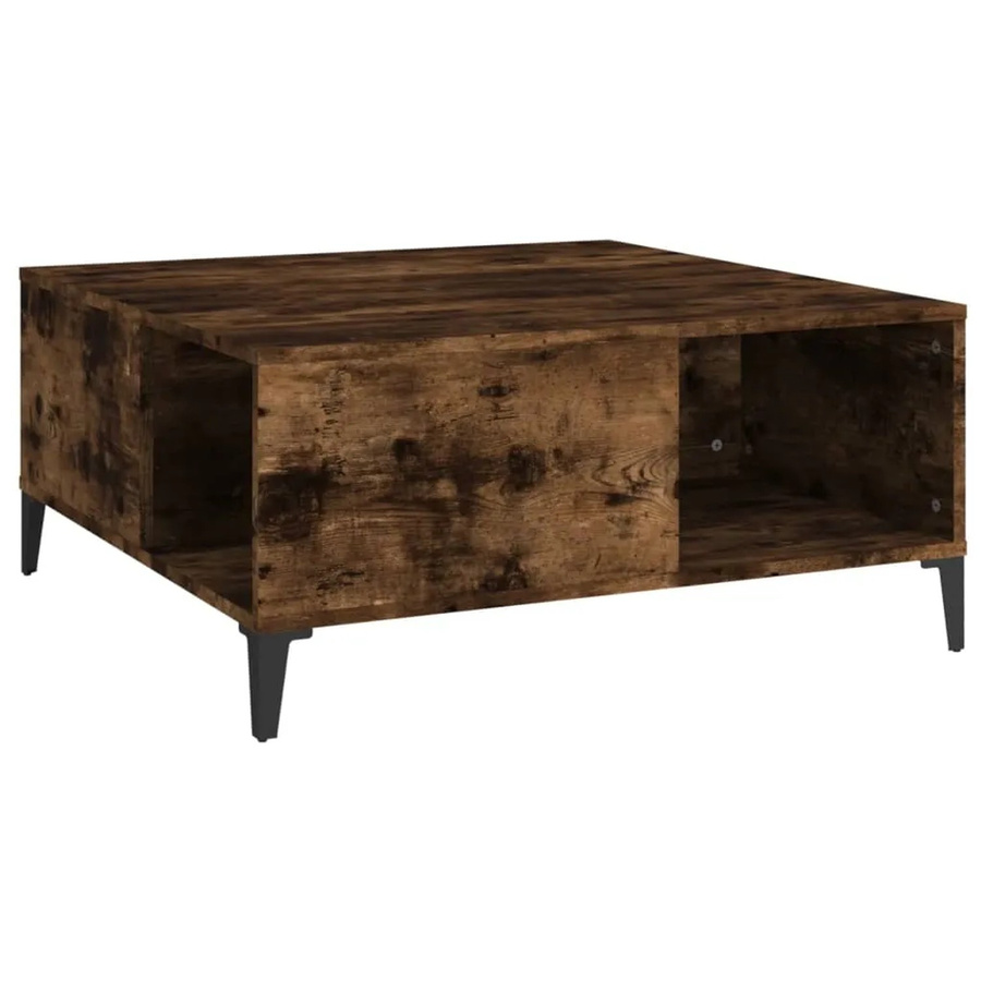 vidaXL Couchtisch Räuchereiche in Braun, quadratisch mit Holzwerkstoff und Metall, B/T/H: 80 x 80 x 36,5 cm - Bild 2