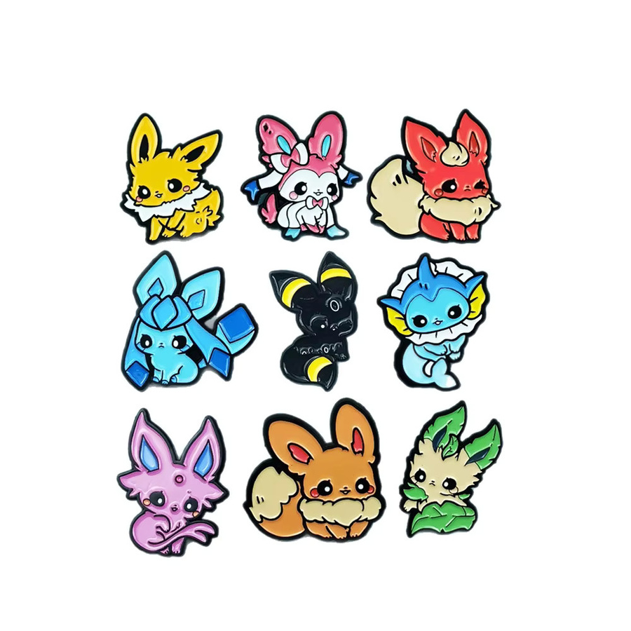 Potdemiel Anstecknadel-Set, 9-teilig, Anime-Pokémon, Eevee-Evolution, Emaille-Pins - Bild 1