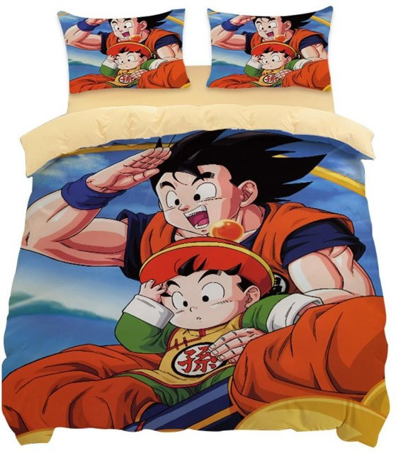 Binchi Fitness Dragon Ball Bettwäsche-Set mit Goku Super Saiyan Motiv, 2-teilig, Mehrfarbig, B/H: 135 x 200 cm - Bild 1