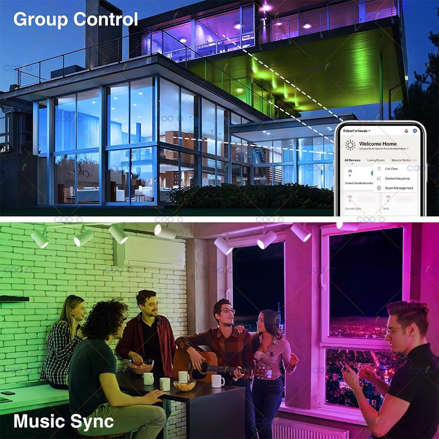 COOLO Smart LED-Glühbirne GU10 RGBW mit Tuya und Bluetooth, 5W dimmbar, Strahlerlampe für App- und Fernbedienung, AC 220V - Bild 6