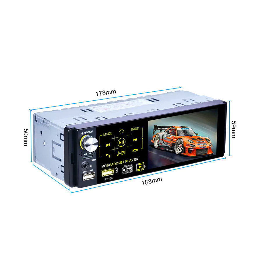 Podofo 1DIN Autoradio mit 4,1 Zoll kapazitivem Bildschirm, Bluetooth, FM/AM, USB und Fernbedienung in Schwarz - Bild 5