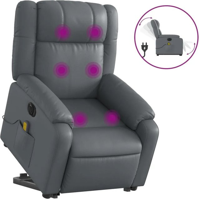 vidaXL Massagesessel mit elektrischer Aufstehhilfe in Grau aus Kunstleder - Bild 1