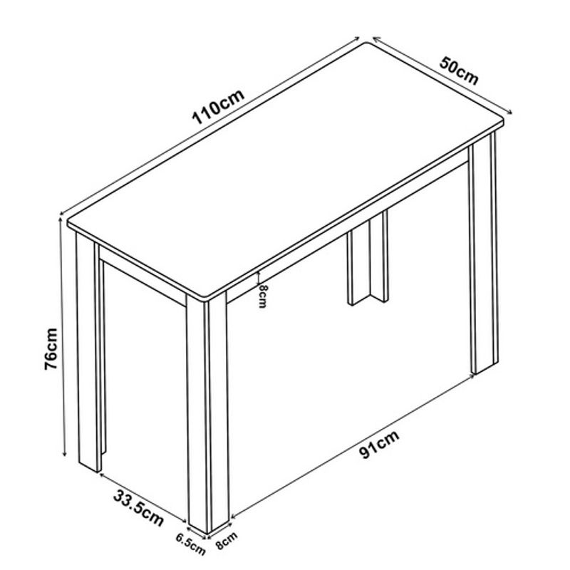 VCM Esstisch Esal in Grau, rechteckiger Esstisch aus Holzwerkstoff, B/H/T: 110 x 76 x 50 cm - Bild 2
