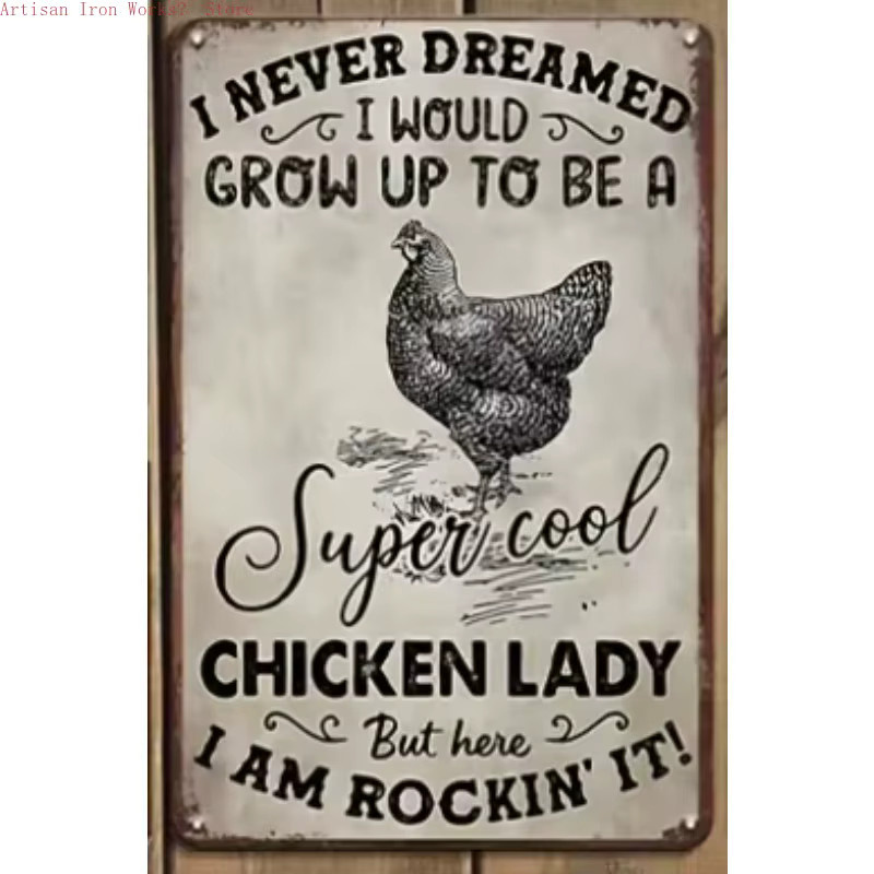 6 Stück Potdemiel Vintage Metallschilder mit Tier-Motiven und Typografie, rustikale Wandkunst für Garten und Küche, Mehrfarbig, B/H: 20 x 30 cm - Bild 3