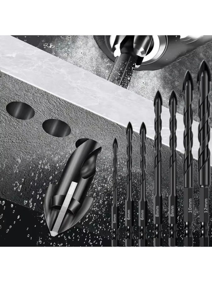 Betonbohrer-Set mit 3–12 mm Ziegel- und Steinbohrern für Glas, Keramik und Hartlegierung - Bild 6