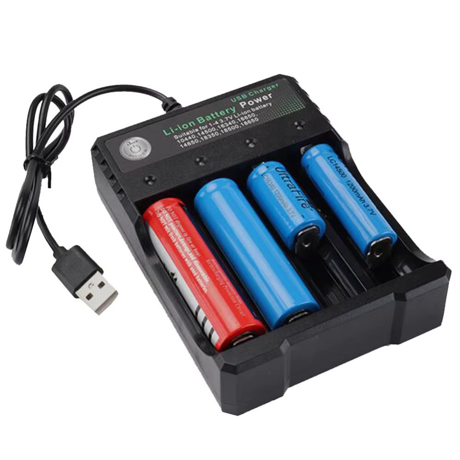 BRYNTHORX Tragbares USB Li-Ion Akku-Ladegerät für 18650 26650 14500 14650 16340 18350 Akkus, Schwarz - Bild 2