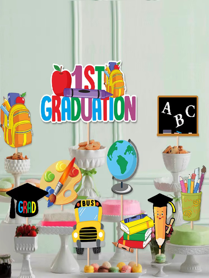 Kindergarten Abschlussfeier Kuchen Dekoration Set mit Motiv-Kuchenaufsätzen in Mehrfarbig - Bild 6