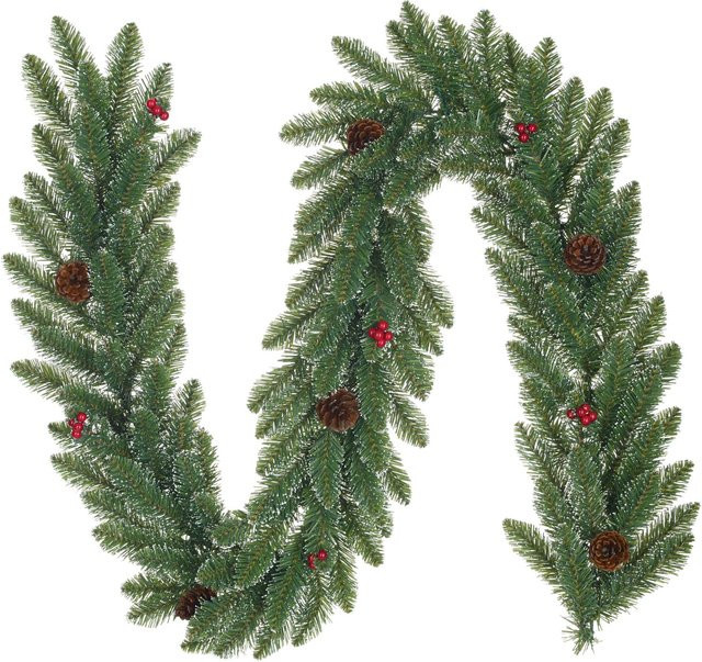 Black Box Trees Weihnachts-Girlande Creston mit Tannenzapfen und Beeren in Grün frosted - Bild 1