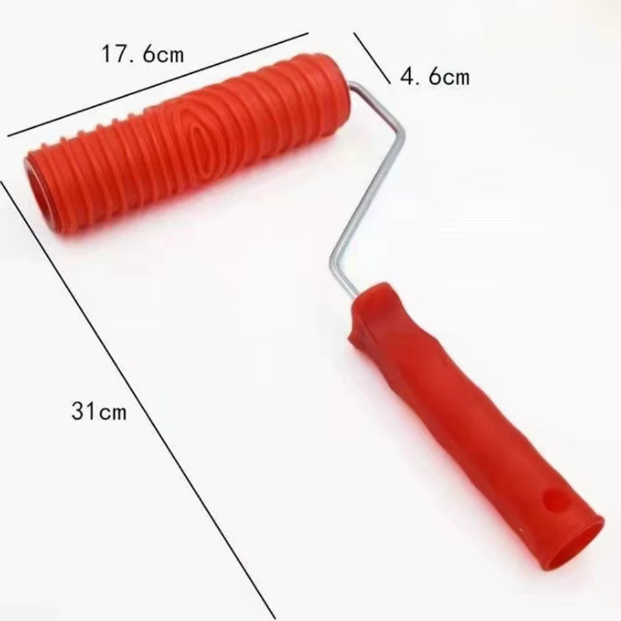 Gummi Farbroller mit Holzmaserung Muster für DIY Wandmalerei in Rot - Bild 3