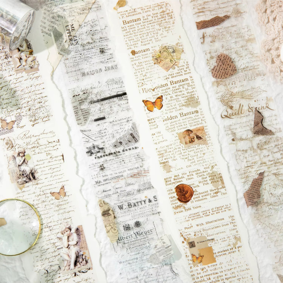 Vintage Englisch PET Klebeaufkleber für Scrapbooking und DIY Handwerk, Transparent, B: 5 cm, L: 2 m - Bild 1