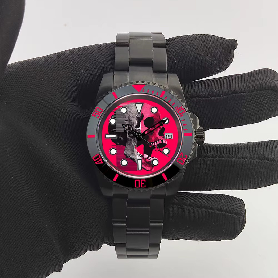 Armbanduhr Edelstahl, Automatik, 40 mm, Saphirglas, Schwarz, Unisex - Bild 2