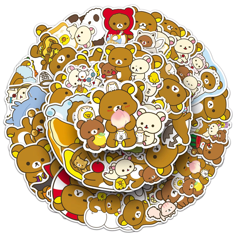 50 Stück Rilakkuma Graffiti-Sticker in Multicolour für dein DIY Tagebuch, Handyhülle und Scrapbook - Bild 2