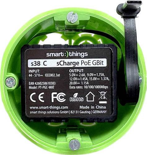 Smart Things USB 2.0 Adapter sCharge PoE Gbit mit USB-C und Ethernet/LAN, Schwarz, Länge: 23 cm - Bild 1