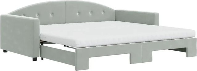 vidaXL Tagesbett ausziehbar mit Matratze in Hellgrau aus Samt, B/T/H: 100 x 200 x 75 cm - Bild 1