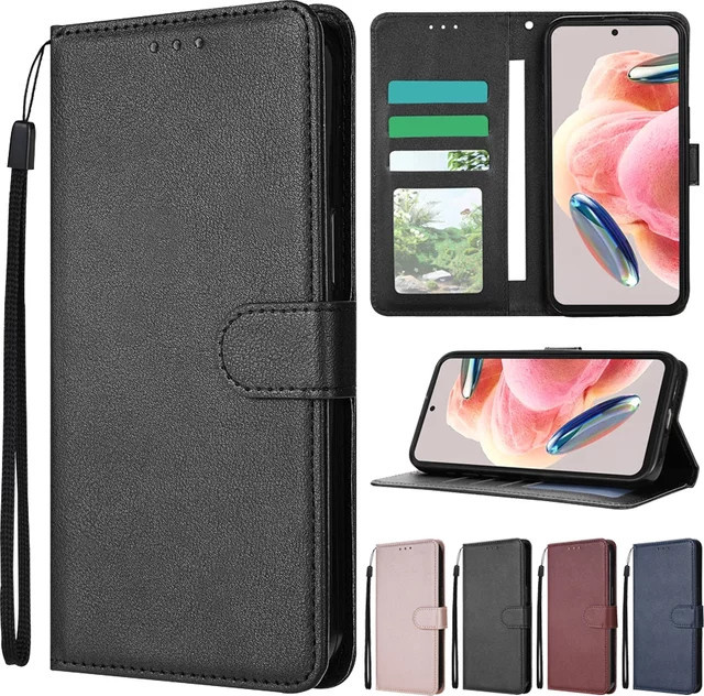 Magnetische Leder-Brieftasche mit Kartenfach und Standfunktion für Xiaomi 14T 13T Redmi 14C 13C 12C 10C Note 14 Pro 14S 13 12 12S 11 10 Pro in Schwarz oder Rot - Bild 1