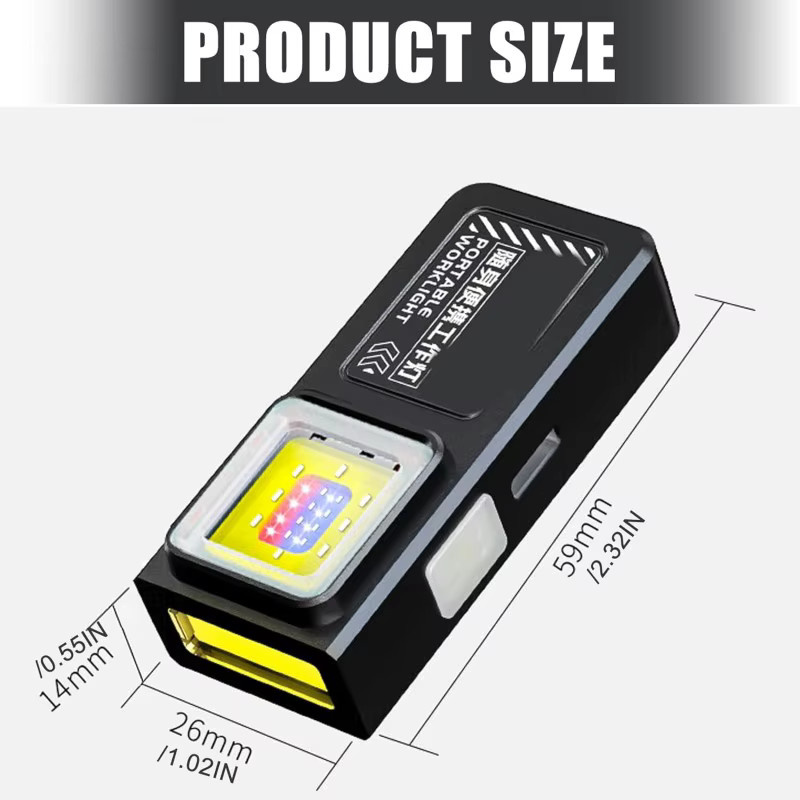 KDULIT Mini COB LED Taschenlampe in Schwarz, USB-C wiederaufladbar mit Clip und Magnet, wasserdichtes EDC Arbeitslicht für Camping und Wandern - Bild 6