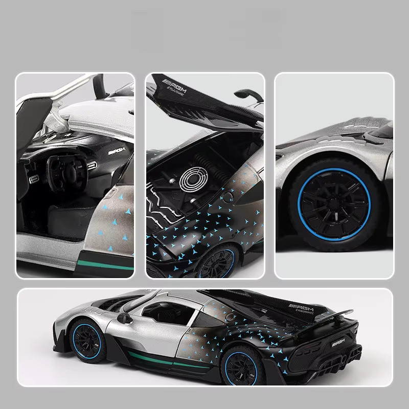 AMG ONE Supercar Automodell, 1:32, Metall, mit Licht und Sound, Grau - Bild 4