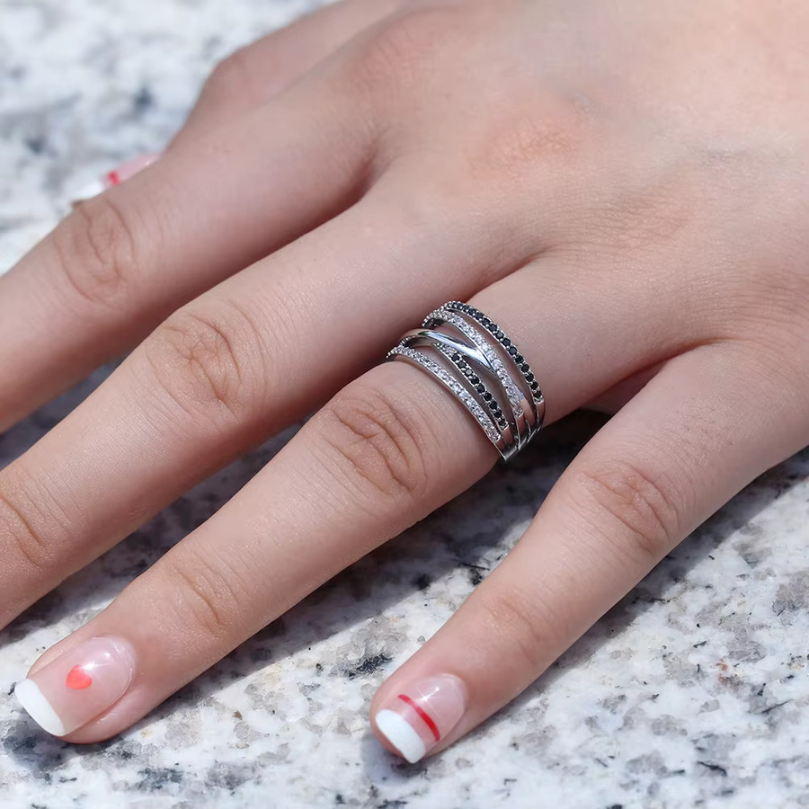 Huitan Ring, Schwarz & Weiß Zirkon, Damen - Bild 3