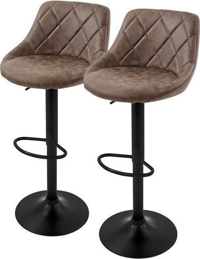 ML-Design Barhocker 2er Set aus braunem Kunstleder mit Rückenlehne und Fußstütze höhenverstellbar und 360 Grad drehbar - Bild 1
