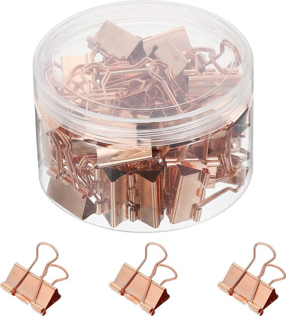 120 Stück Metall Binder-Clips in Gold mit Kunststoffbox für dein Büro und Home-Office - Bild 1