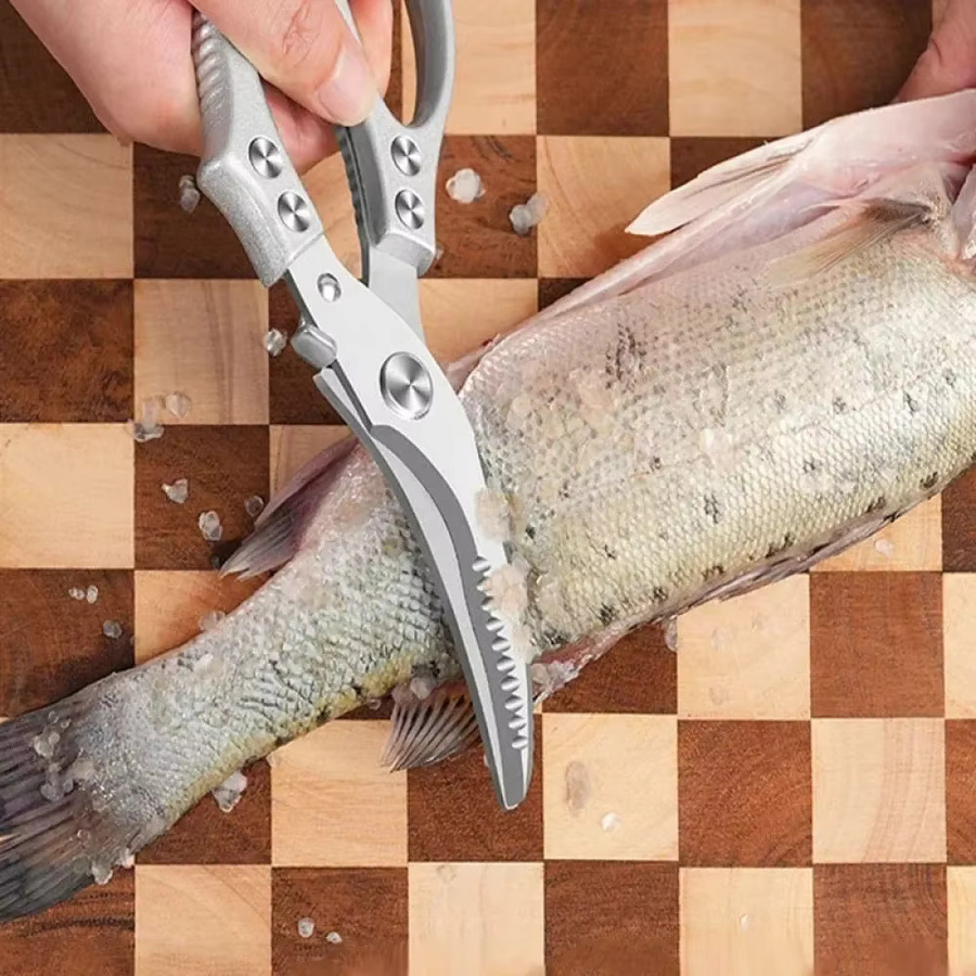 PLYS Hühnerknochenschere aus Edelstahl in Silber mit ergonomischem rutschfestem Griff für Hühnerknochen und Fischgräten - Bild 4