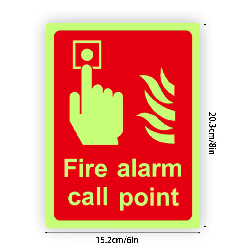 Leuchtende Notfall-Warnaufkleber für Feuer-Ausrüstung in Rot und Transparent, B/H: 15,24 x 20,32 cm - Bild 3