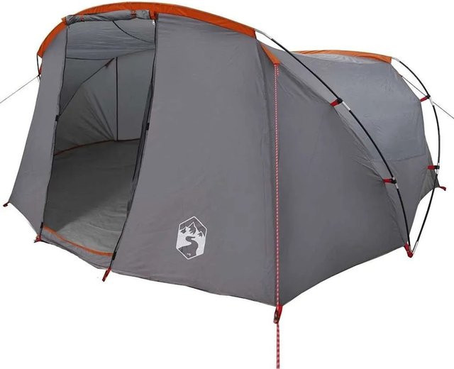 vidaXL Tunnelzelt mit Dach in Grau und Orange, B/T/H: 318 x 275 x 140 cm - Bild 1