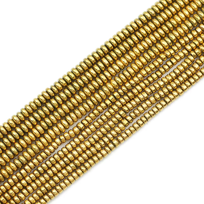 JHNBY Abstandhalter Hämatit Naturstein, echt vergoldet, 3x2/4x2mm, Unisex - Bild 5