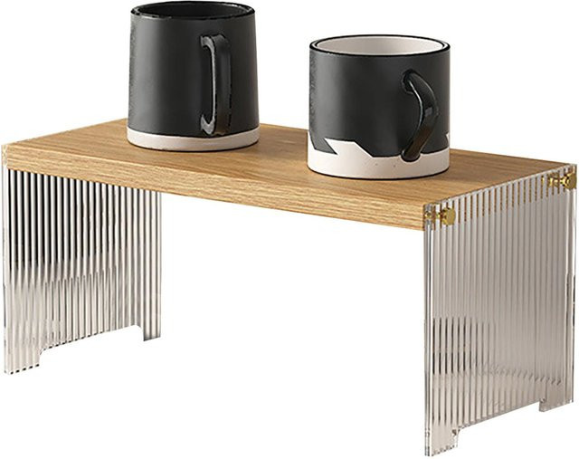 OutsideWorld Kaffeebecher Aufbewahrungsregal mit großer Kapazität, 1 Ebene, Schwarz und Holzoptik, Freistehendes Organizer-Regal für Wohnzimmer und Schlafzimmer - Bild 1