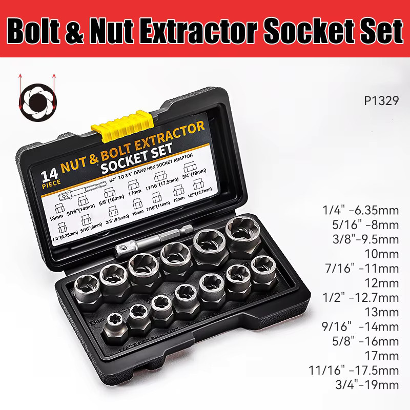 NIUXIANG 14-teiliges Bolzen und Mutter Entferner Set aus Chrom-Molybdän-Stahl mit Aufbewahrungsbox - Bild 4