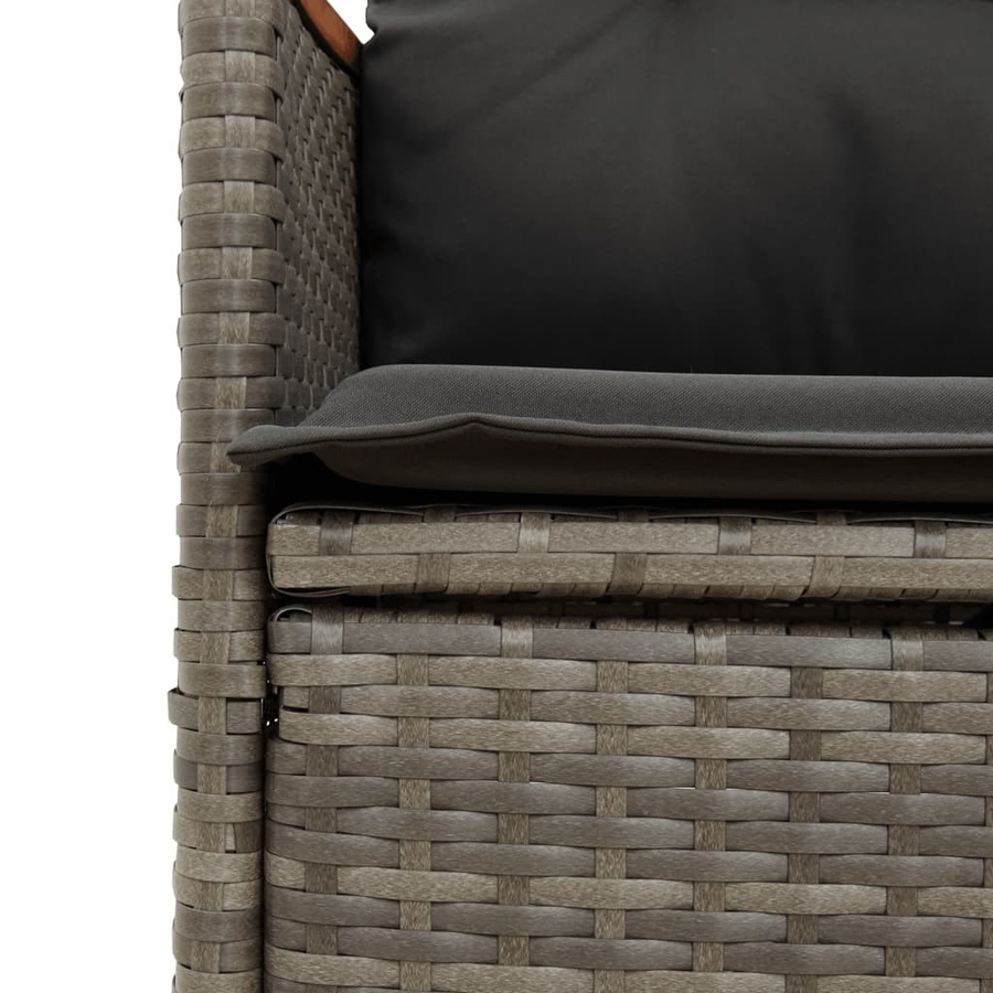 vidaXL 3-teiliges Bistro-Set aus Polyrattan mit Kissen in Grau - Bild 4
