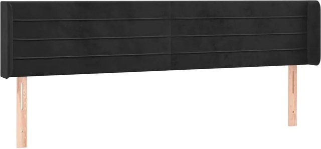 vidaXL LED Kopfteil aus Samt in Schwarz mit USB-Ladeport und integrierter Beleuchtung, B/H: 163 x 88 cm, Tiefe: 16 cm - Bild 1