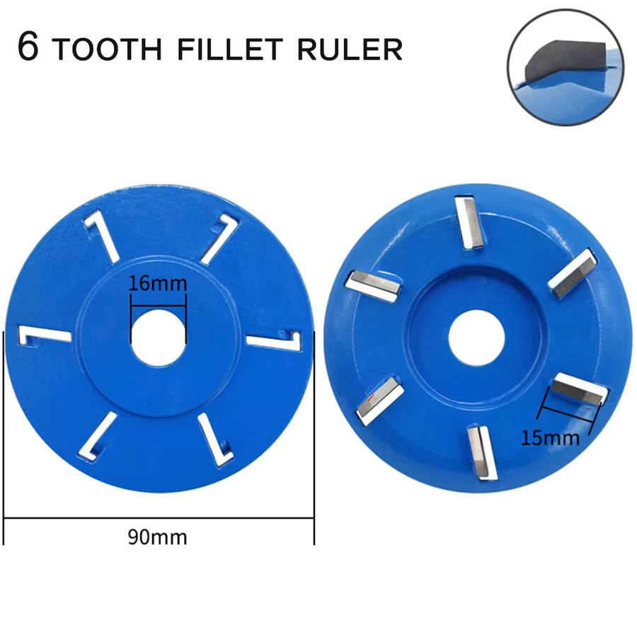 Holzbearbeitungs Fräser Turbo Carving Disc mit sechs Zähnen, Durchmesser: 90 mm, Bohrung: 16 mm, Farbe: Blau - Bild 2