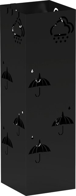 HOMCOM Schirmständer Regenschirmhalter aus Stahl mit 4 Haken und abnehmbarer Wasserauffangschale, Schwarz, B/T/H: 15,5 x 15,5 x 49 cm - Bild 1