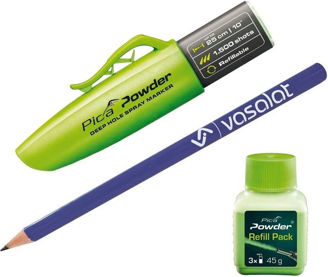vasalat Pica Powder Bohrloch-Spraymarker Set in Grün und Multicolour mit 45g Nachfüllpulver für 1500 Sprühstöße - Bild 1